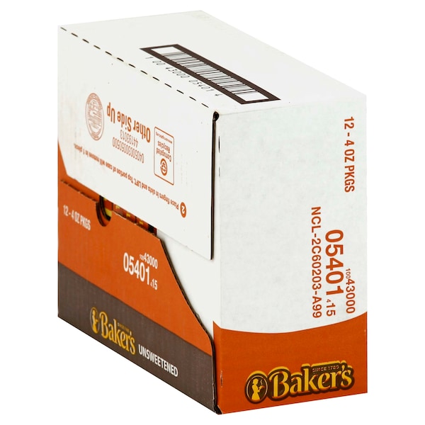 Bakers Bakers Chocolate Unsweetened 4 oz., PK12 - 10043000054014