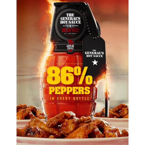 The Generals Hot Sauce The General's Hot Sauce All Natural Dead Red Sauce 6 oz - 0311-001