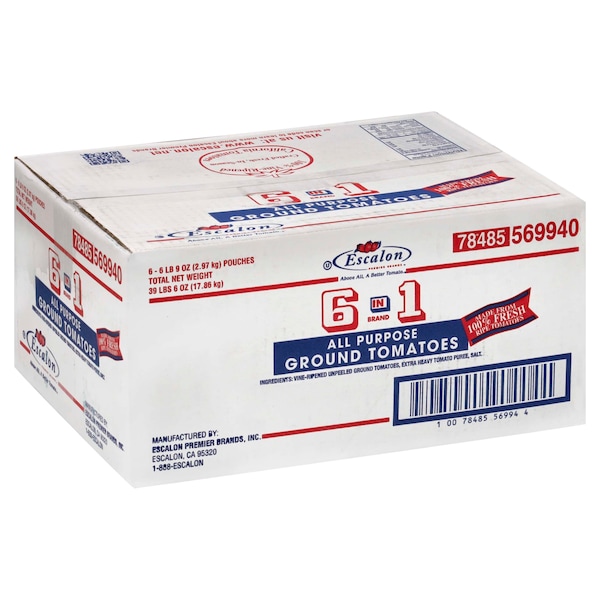 Escalon Ground Tomatoes Pouch Pak 105 oz., PK6 - 10078485569944