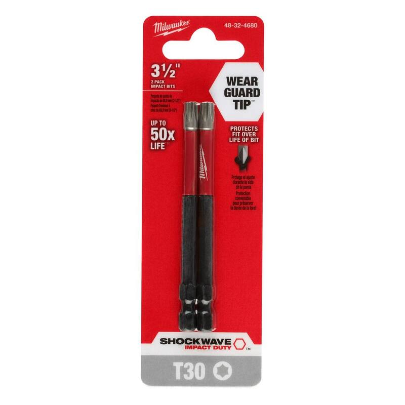 Milwaukee SHOCKWAVE Impact Duty 3-1/2 pulgadas T30 Torx punta de destornillador de acero de aleación (paquete de 2) - 48-32-4680