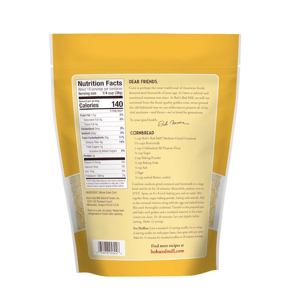 Bobs Red Mill Natural Foods Bob's Red Mill Medium Grind Cornmeal 24 oz. Pouches, PK4 - 1148S244
