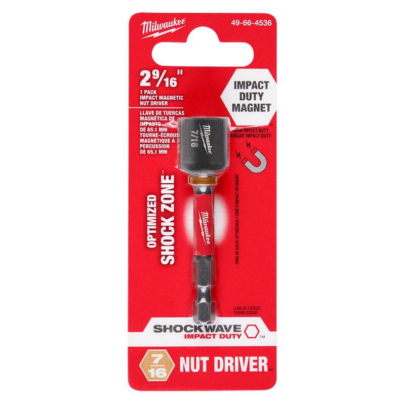 Milwaukee SHOCKWAVE Impact Duty 7/16 pulg. x 2-9/16 pulg. Driver de Tuerca Magnética de Acero de Aleación (1 paquete) - 49-66-4536