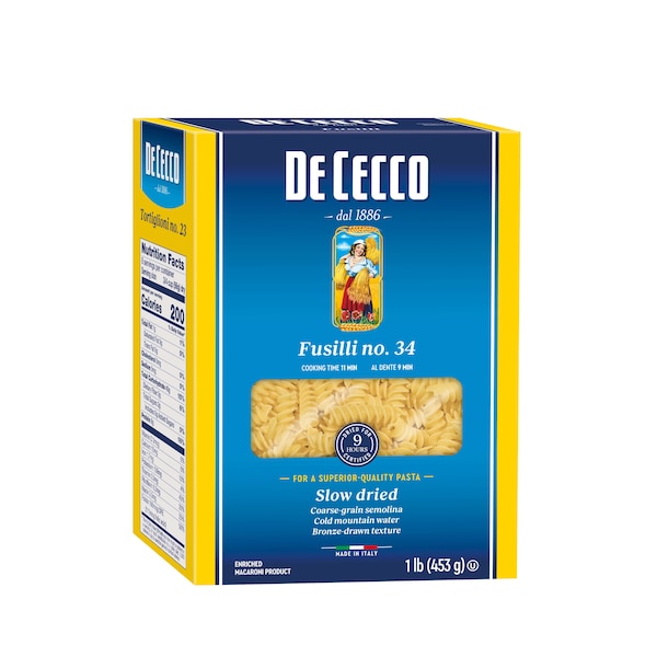 De Cecco De Cecco No. 34 Fusilli 1lbs Box, PK12 - VSS0034