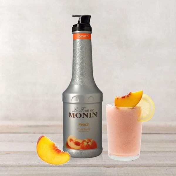 Monin Monin Peach Puree Syrup 1 Liter Bottle, PK4 - M-RP036F