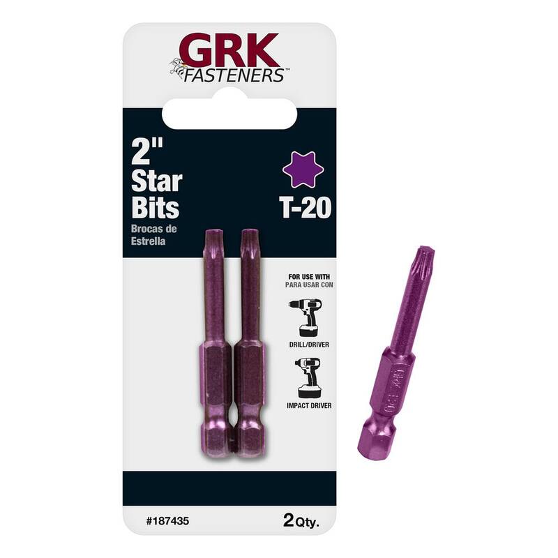 GRK Fasteners T-20 2 in. Steel Star Bits (2 por Paquete) - 187435