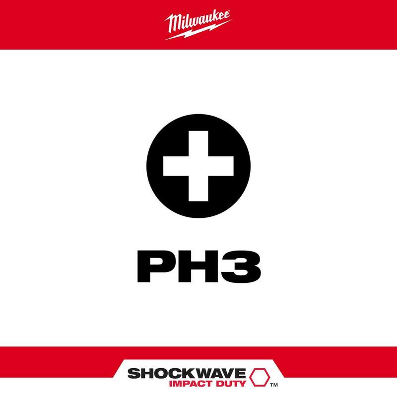 Milwaukee SHOCKWAVE Impact Duty 1 pulgada Phillips #3 Aleación de Acero Insertar Bit (Paquete de 2) - 48-32-4413