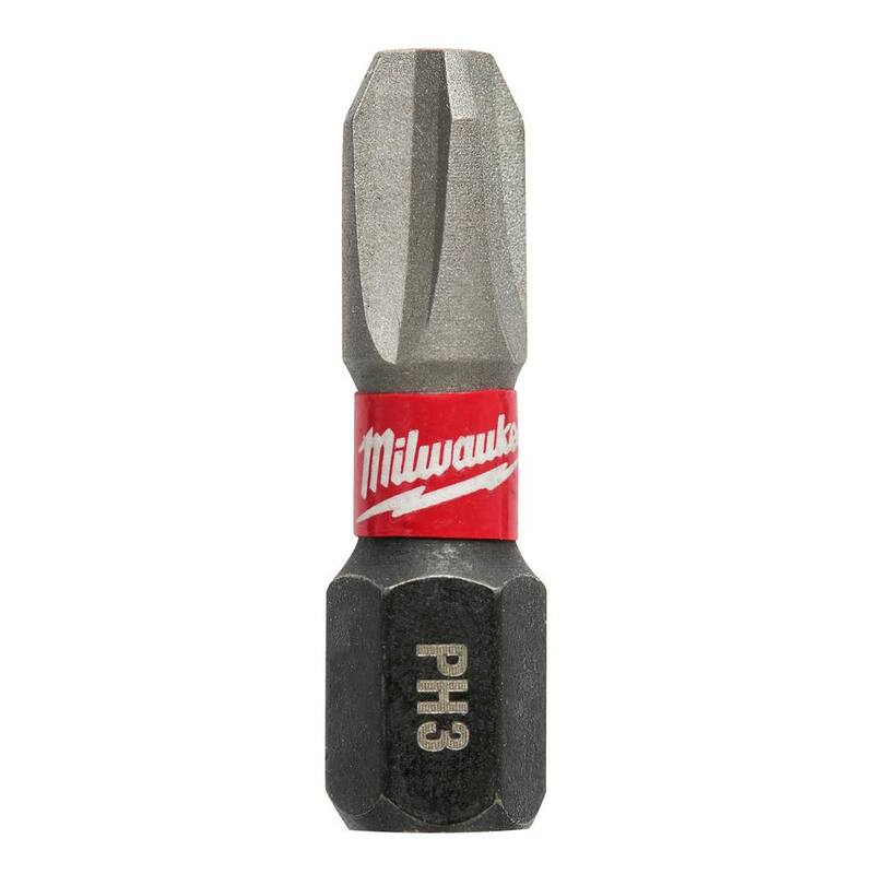 Milwaukee SHOCKWAVE Impact Duty 1 pulgada Phillips #3 Aleación de Acero Insertar Bit (Paquete de 2) - 48-32-4413