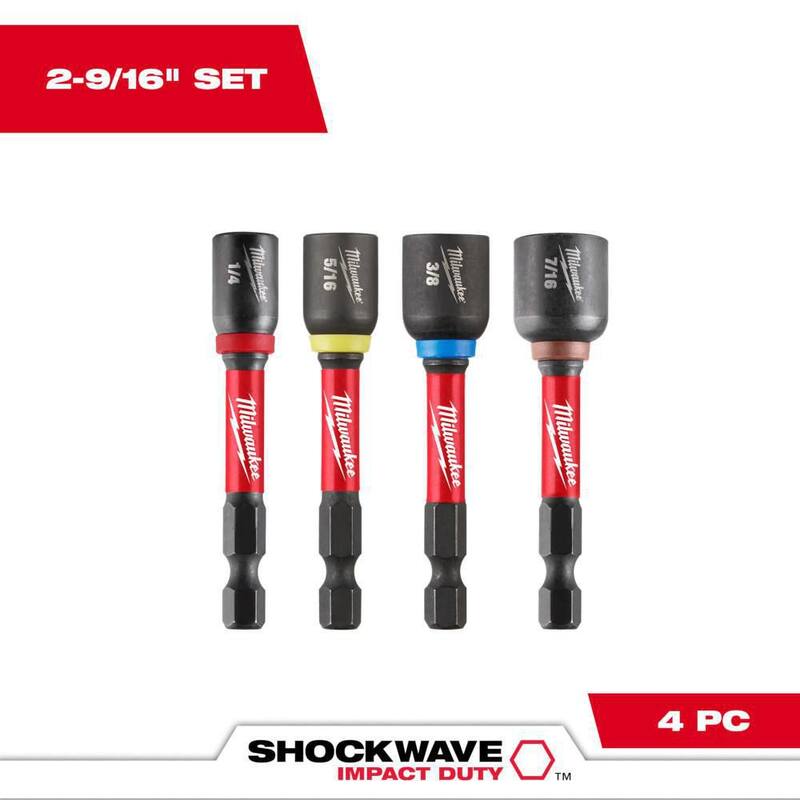 Set de llaves magnéticas para tuercas de acero de aleación de 2-9/16 pulgadas Milwaukee SHOCKWAVE Impact-Duty (4 piezas) - 49-66-4566