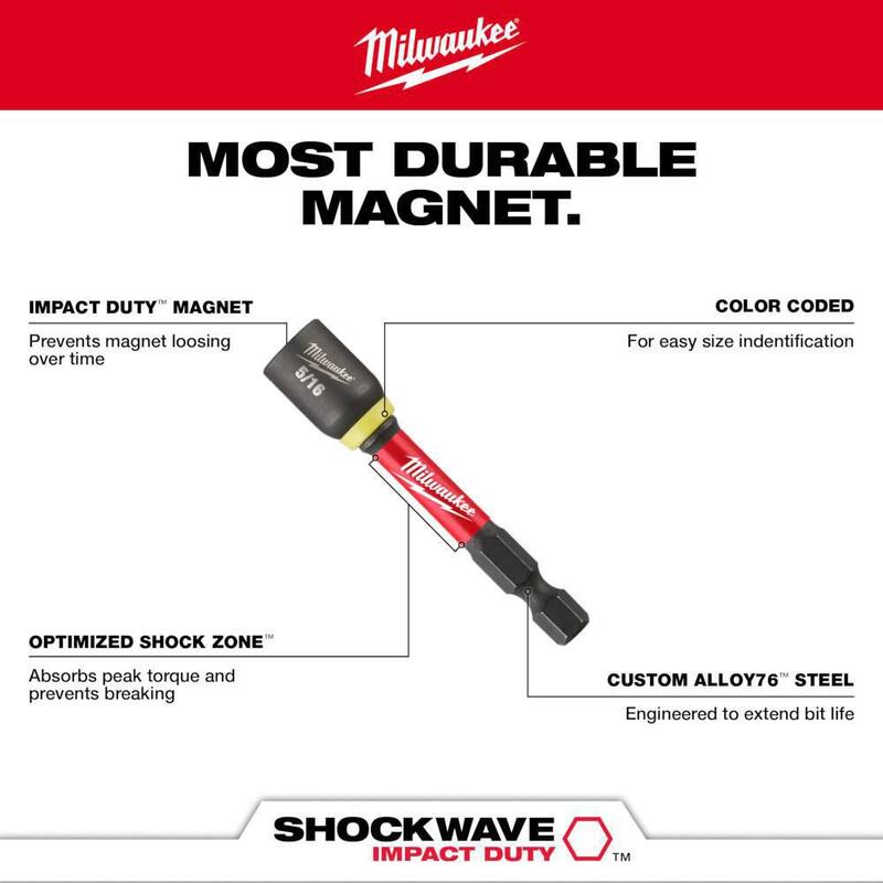 Set de llaves magnéticas para tuercas de acero de aleación de 2-9/16 pulgadas Milwaukee SHOCKWAVE Impact-Duty (4 piezas) - 49-66-4566