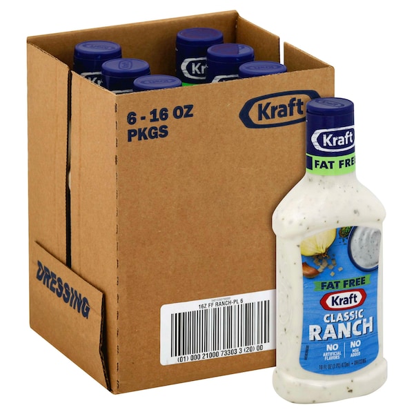 Kraft Kraft Fat Free Ranch Dressing 16 fl. oz. Bottles, PK6 - 00021000733033