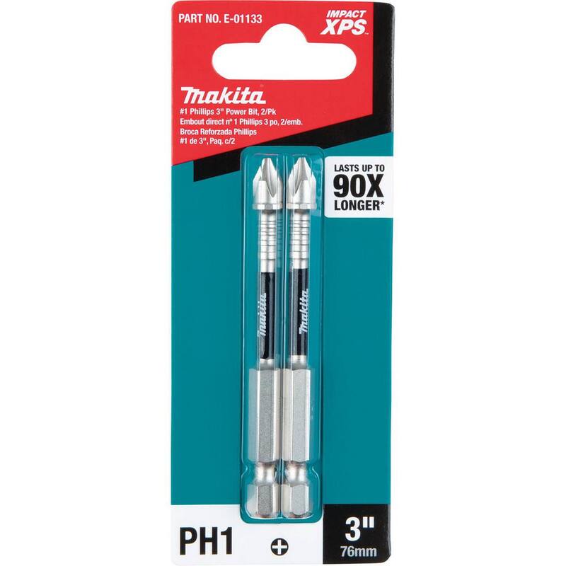 Makita IMPACT XPS #1 Phillips 3 in. Power Bit (paquete de 2) - E-01133