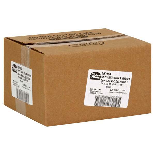 Simply Heinz Simply Heinz Single Serve Yellow Mustard 5.5g Packet, PK500 - 10013000002964
