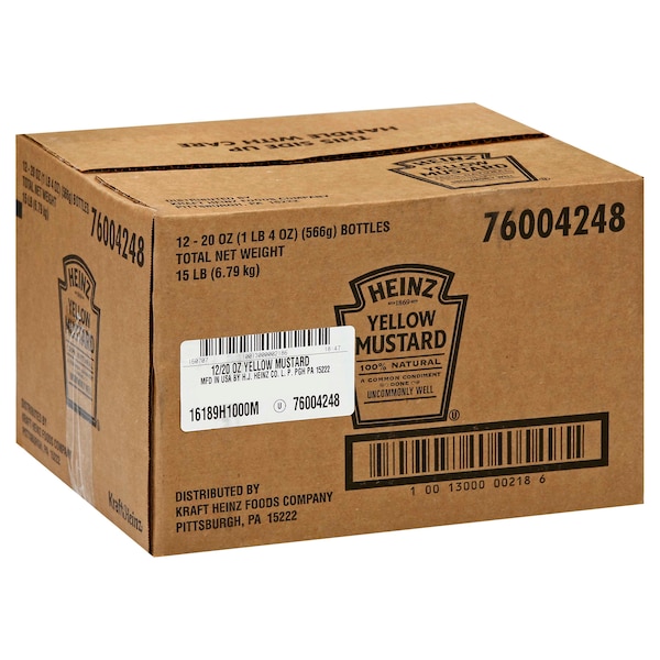Heinz Heinz Yellow Mustard 20 oz. Bottle, PK12 - 10013000002186