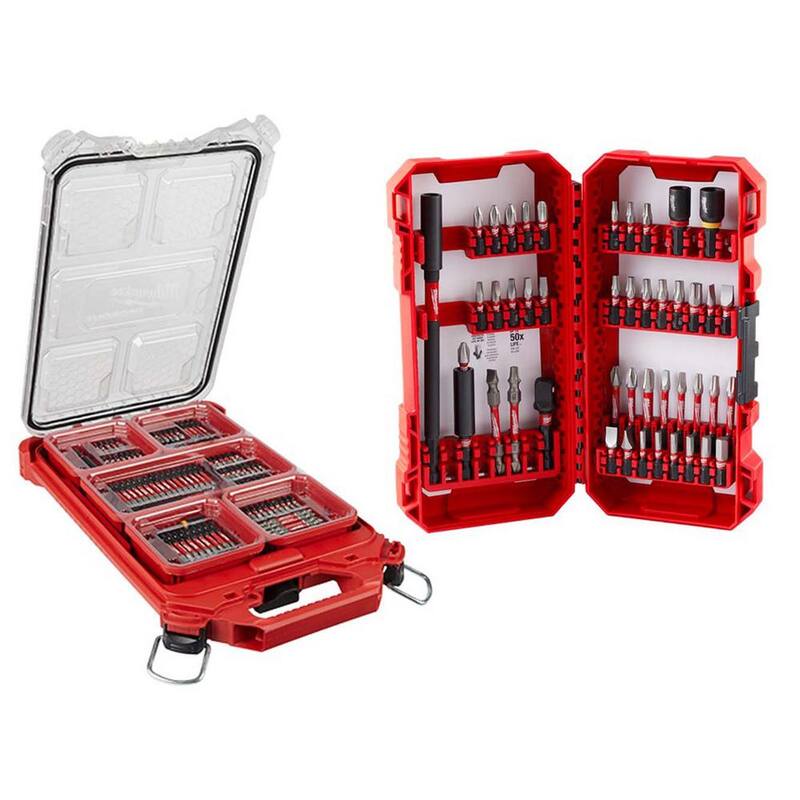 Set de puntas de desarmador de acero aleado Milwaukee SHOCKWAVE Impact Duty con estuche PACKOUT (145 piezas) - 48-32-4082-48-32-4023