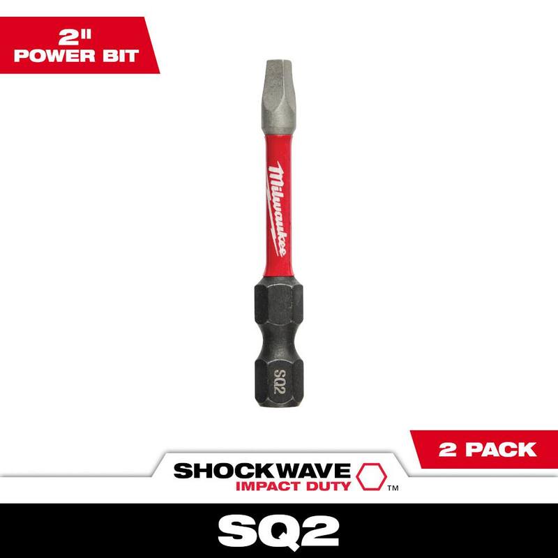 Milwaukee SHOCKWAVE Impact Duty 2 pulgadas Cuadrado #2 Bit Destornillador de Acero Aleado (paquete de 2) - 48-32-4972