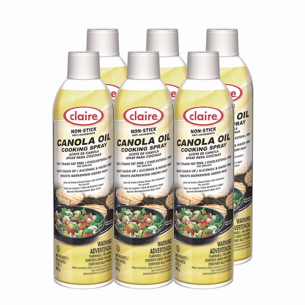 Claire Canola Oil Cooking Spray, 17 oz Aerosol Spray Can, 6PK - 1000040447