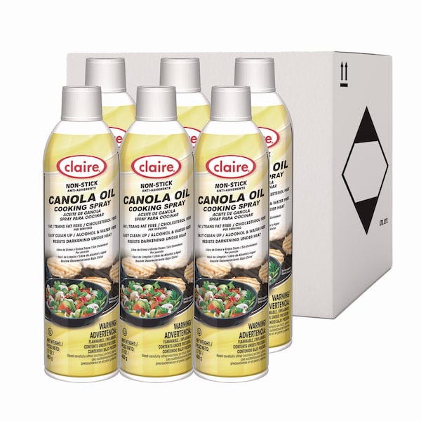 Claire Canola Oil Cooking Spray, 17 oz Aerosol Spray Can, 6PK - 1000040447