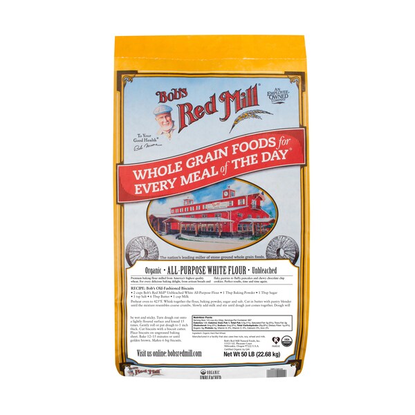Bobs Red Mill Natural Foods Bob's Red Mill Organic Unbleached White All-Purpose Flour 50lbs - 6096B50