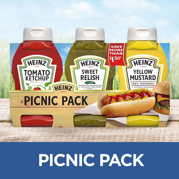 Heinz Heinz Ketchup Relish & Mustard Picnic Pack 3.375lbs, PK4 - 10013000009864