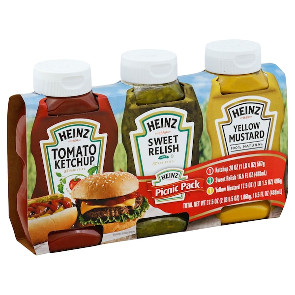 Heinz Heinz Ketchup Relish & Mustard Picnic Pack 3.375lbs, PK4 - 10013000009864