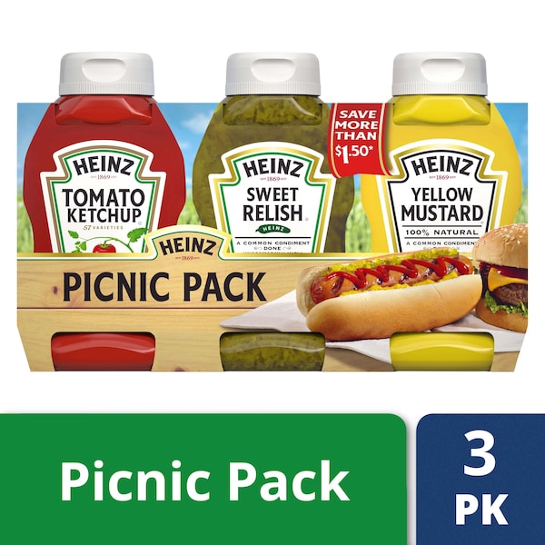 Heinz Heinz Ketchup Relish & Mustard Picnic Pack 3.375lbs, PK4 - 10013000009864