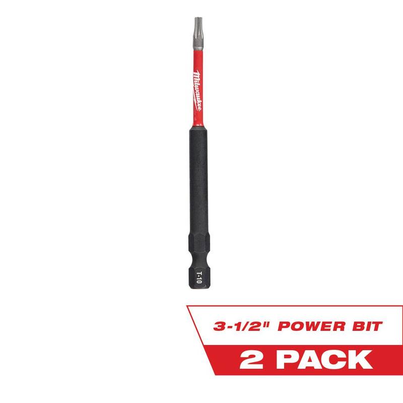 Punta de desarmador de aleación de acero T10 de 3-1/2 pulgadas Milwaukee SHOCKWAVE Impact Duty (paquete de 2) - 48-32-4676