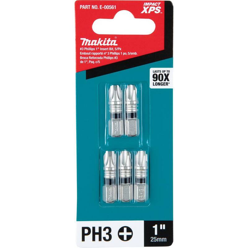 Makita IMPACT XPS #3 Phillips 1 in. Insert Bit (paquete de 5) - E-00561