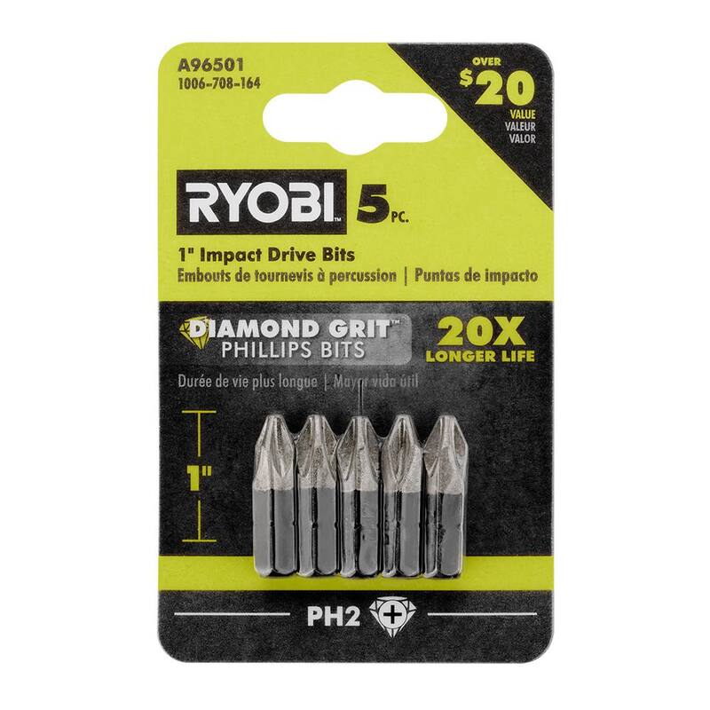 RYOBI 1 in. Puntas de Impacto con Diamante (5 Piezas) - A96501