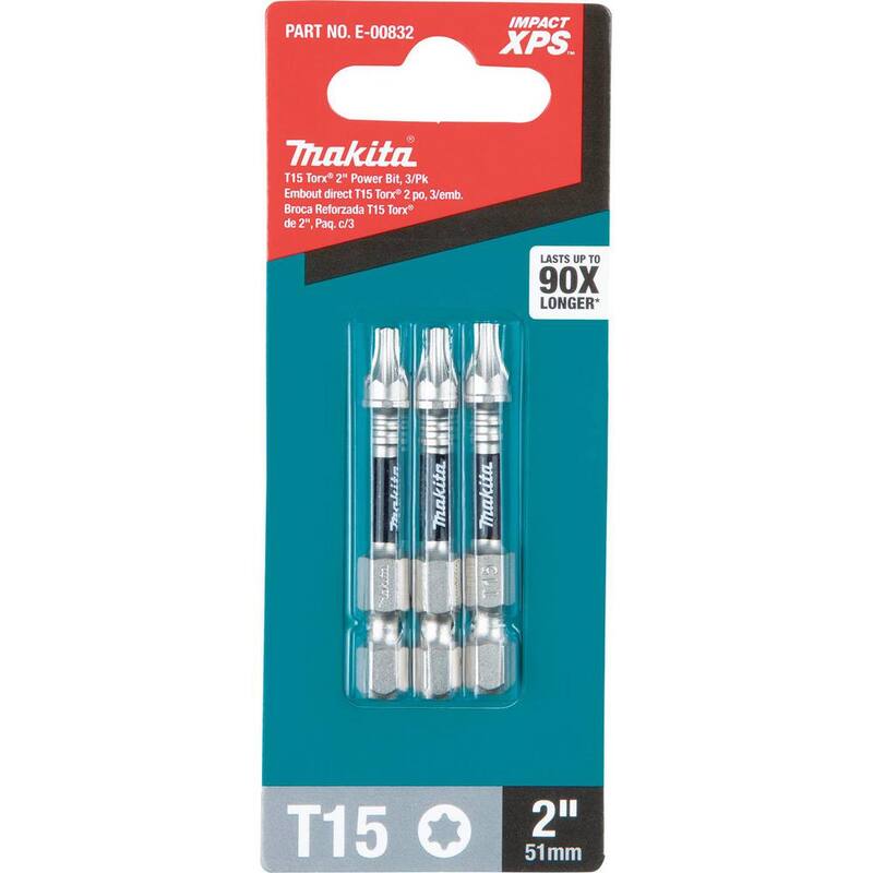 Makita IMPACT XPS T15 Torx 2 in. Power Bit (paquete de 3) - E-00832