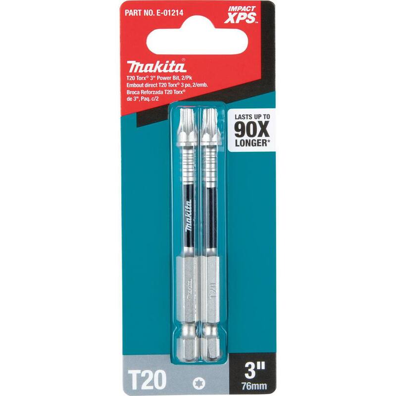 Makita IMPACT XPS T20 Torx 3 in. Power Bit (paquete de 2) - E-01214