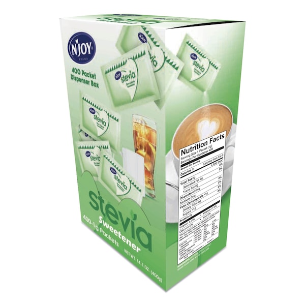 Njoy Stevia Artificial Sweetener, 0.04 oz Packet, 400PK - 83221