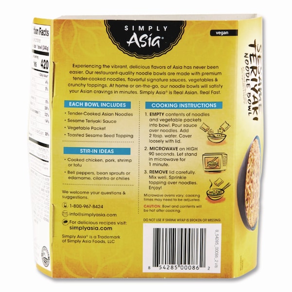 Mccormick Simply Asia Sesame Teriyaki Noodle Bowl, 8.5 oz, 6PK - THA00086