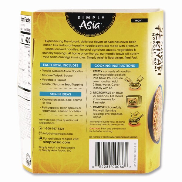Mccormick Simply Asia Sesame Teriyaki Noodle Bowl, 8.5 oz, 6PK - THA00086