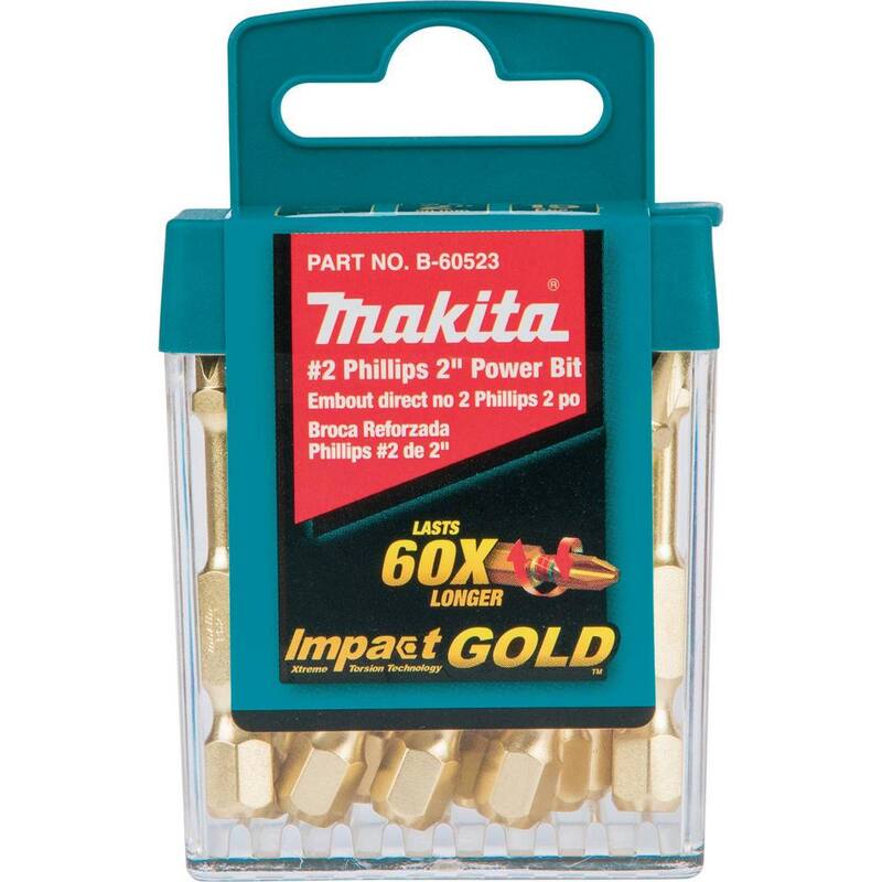 Makita Impact GOLD #2 2 pulgadas Phillips Power Bit (Paquete de 15) - B-60523