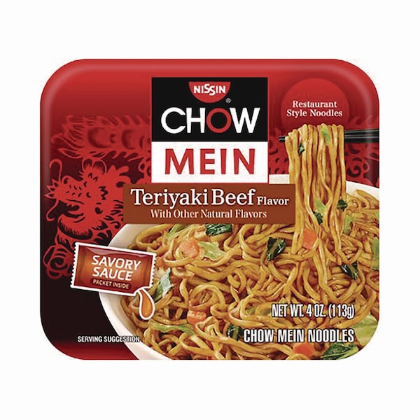 Nissin Teriyaki Beef Chow Mein Noodles, 4 oz Bowl, 8PK - NIS08723