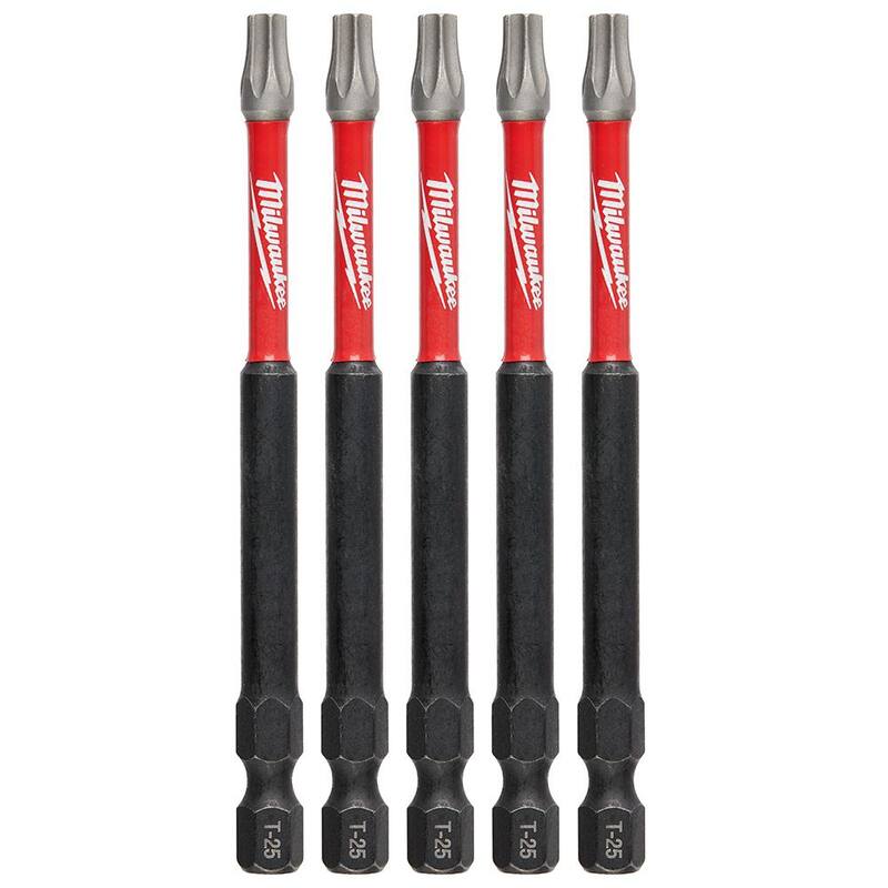 Milwaukee SHOCKWAVE Impact Duty 3-1/2 in. T25 Torx Alloy Steel Screw Driver Bit (Paquete de 5) - 48-32-4579