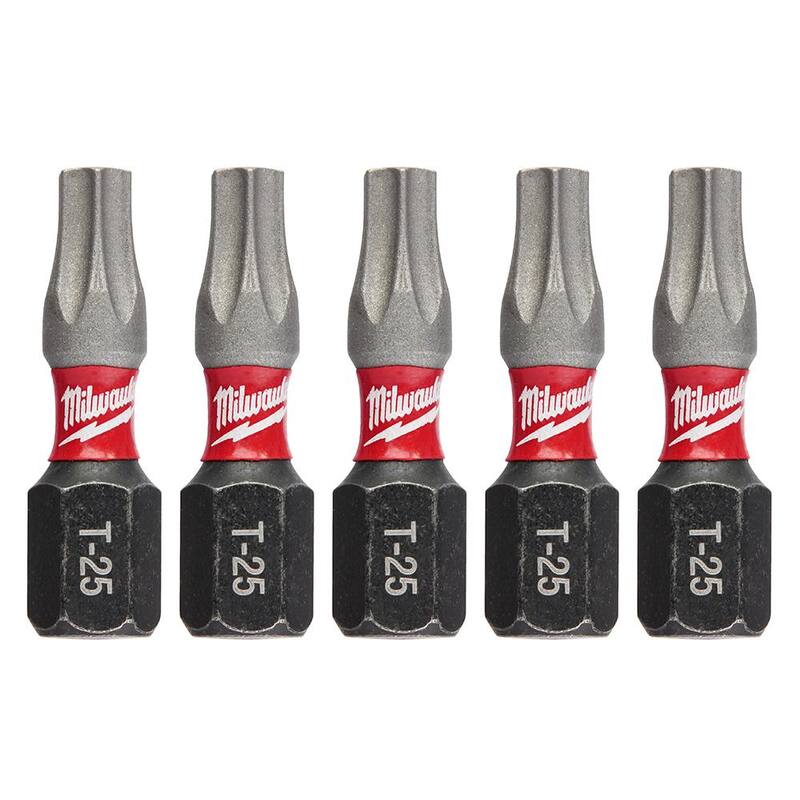Milwaukee SHOCKWAVE Impact Duty 1 in. T25 Torx Alloy Steel Insert Bit (Paquete de 5) - 48-32-4636
