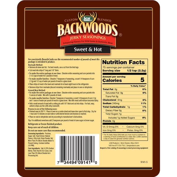 Lem LEM Backwoods Sweet and Hot Jerky Seasoning 5.8 oz Boxed - 9141