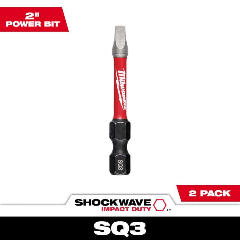 Milwaukee SHOCKWAVE Impact Duty 2 in. Square #3 Puntas de Destornillador de Aleación de Acero (Paquete de 2) - 48-32-4910