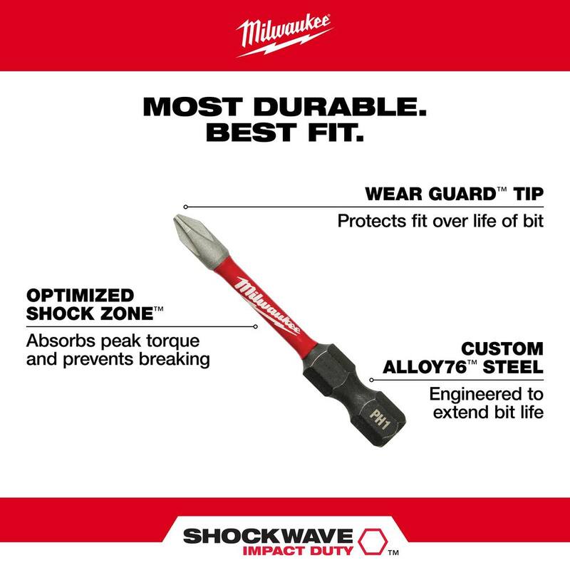 Milwaukee SHOCKWAVE Impact Duty 2 in. Square #3 Puntas de Destornillador de Aleación de Acero (Paquete de 2) - 48-32-4910