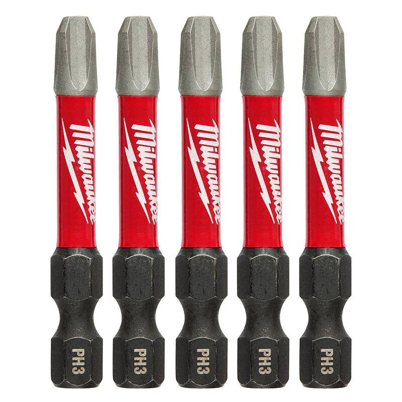 Milwaukee SHOCKWAVE Impact Duty 2 in. Phillips #3 Puntas de destornillador de acero aleado (paquete de 5) - 48-32-4639
