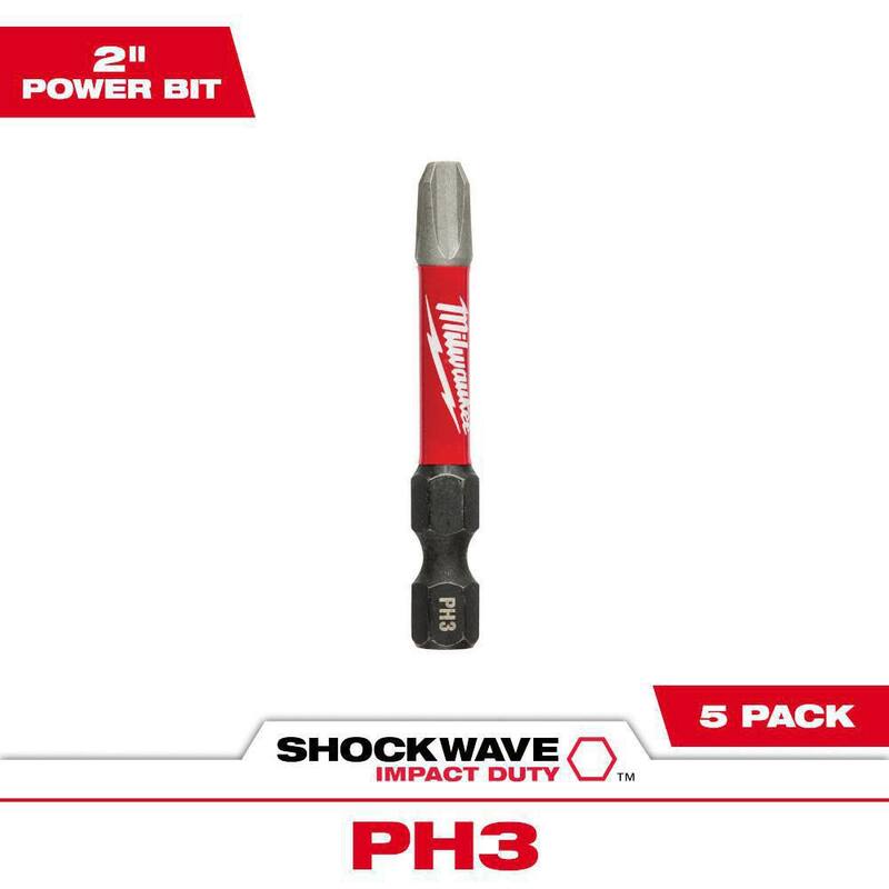Milwaukee SHOCKWAVE Impact Duty 2 in. Phillips #3 Puntas de destornillador de acero aleado (paquete de 5) - 48-32-4639