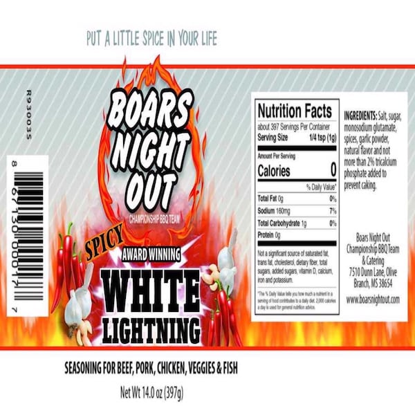 Boars Night Out Boars Night Out White Lightning BBQ Rub 14 oz - OW86531