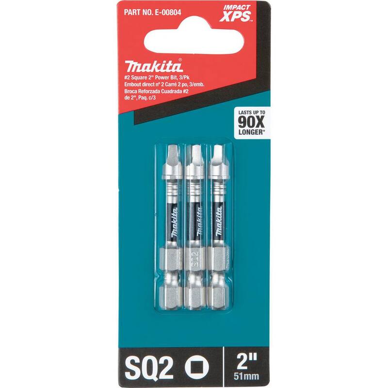Makita Impact XPS #2 Square 2 in. Power Bit (paquete de 3) - E-00804.