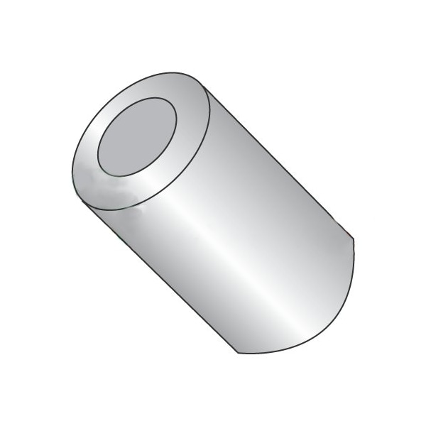 Newport Fasteners Round Spacer, #4 Screw Size, Plain Aluminum, 1/2 in Overall Lg, 0.114 in Inside Dia, 1000 PK - 239695