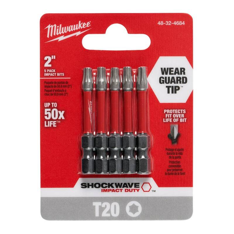 Milwaukee SHOCKWAVE Impact Duty 2 in. T20 Torx Alloy Steel Screw Driver Bit (Paquete de 5) - 48-32-4684