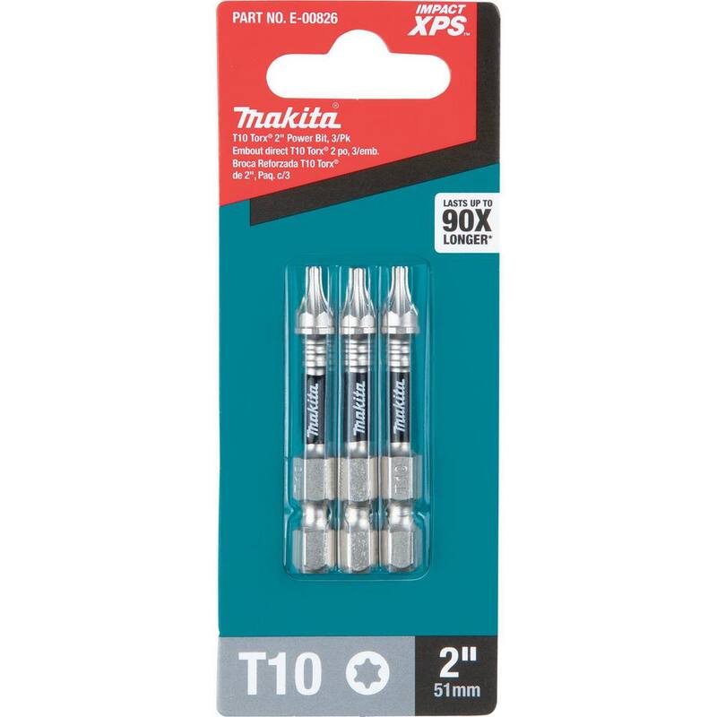 Makita IMPACT XPS T10 Torx 2 in. Power Bit (paquete de 3) - E-00826