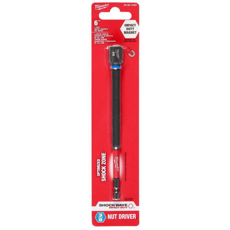 Milwaukee SHOCKWAVE Impact Duty 3/8 in. x 6 in. Alloy Steel Magnetic Nut Driver (1-Pack) - 49-66-4585.