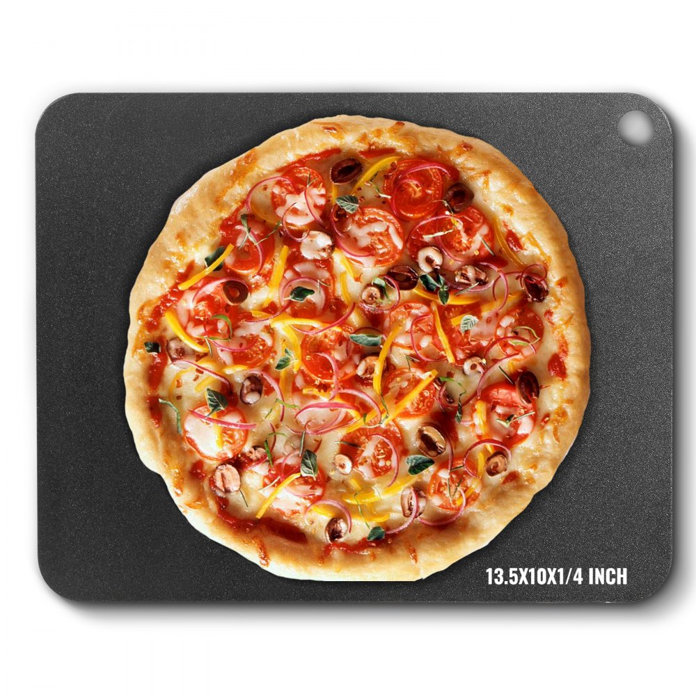 VEVOR Pizza Steel, 13.5" x 10" x 1/4" Pizza Steel Plate for Oven, Pre-Seasoned Carbon Steel Pizza Baking Stone with 20X Higher Conductivity, Heavy Duty Pizza Pan for Outdoor Grill, Indoor Oven - FXPSPSGB1351CCX4EV0