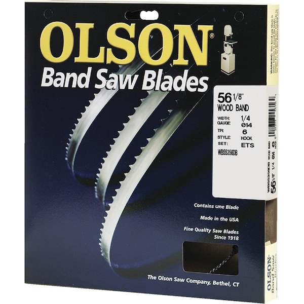 Olson Saw Olson 56-1/8 In. x 1/4 In. 6 TPI Hook Wood Cutting Band Saw Blade - WB55356DB